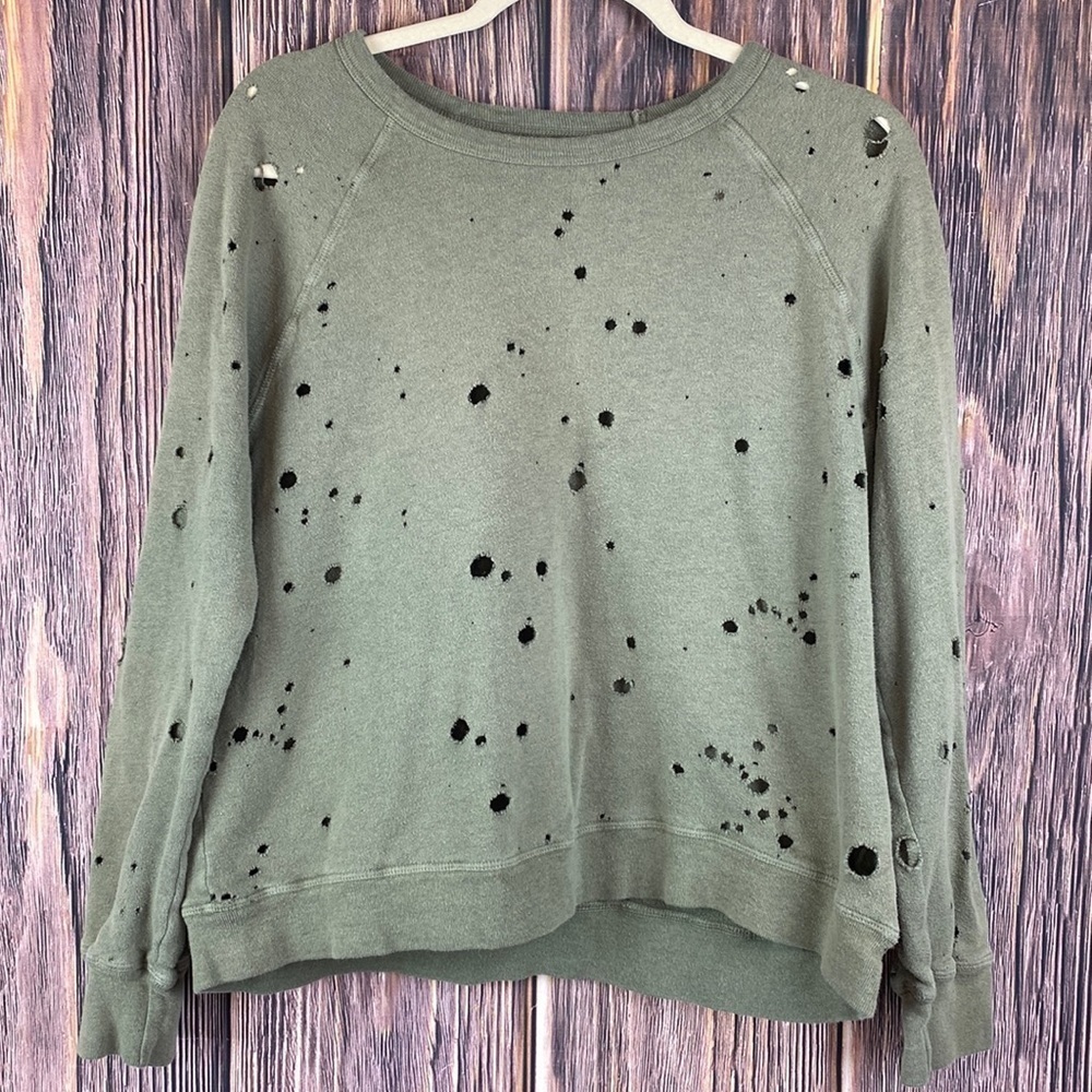 Woman’s Michael Lauren Sage Green Sweatshirt W/ International Holes - Size S